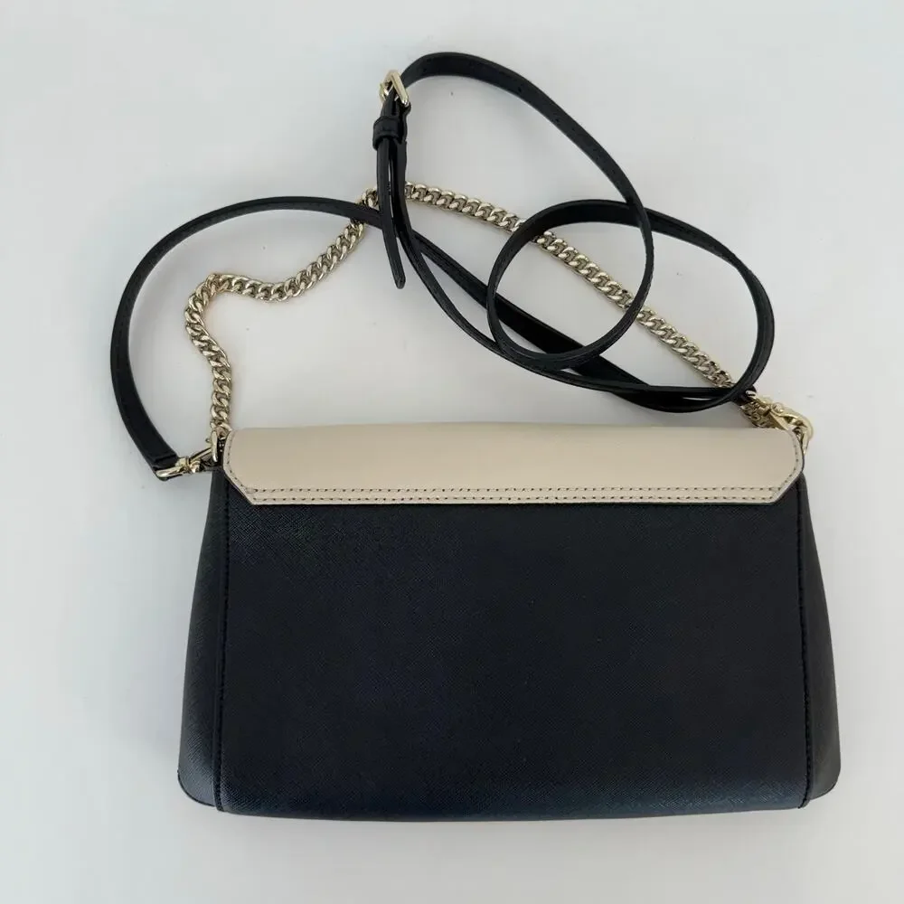 Kate Spade Saffiano Leather Laurel Way Greer Crossbody Bag Ivory/Black